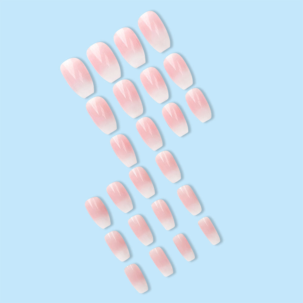 Gentle Sweet French Girl Press-On Nails – Classic Nude & White French Tip Set | Reusable Luxury Finish