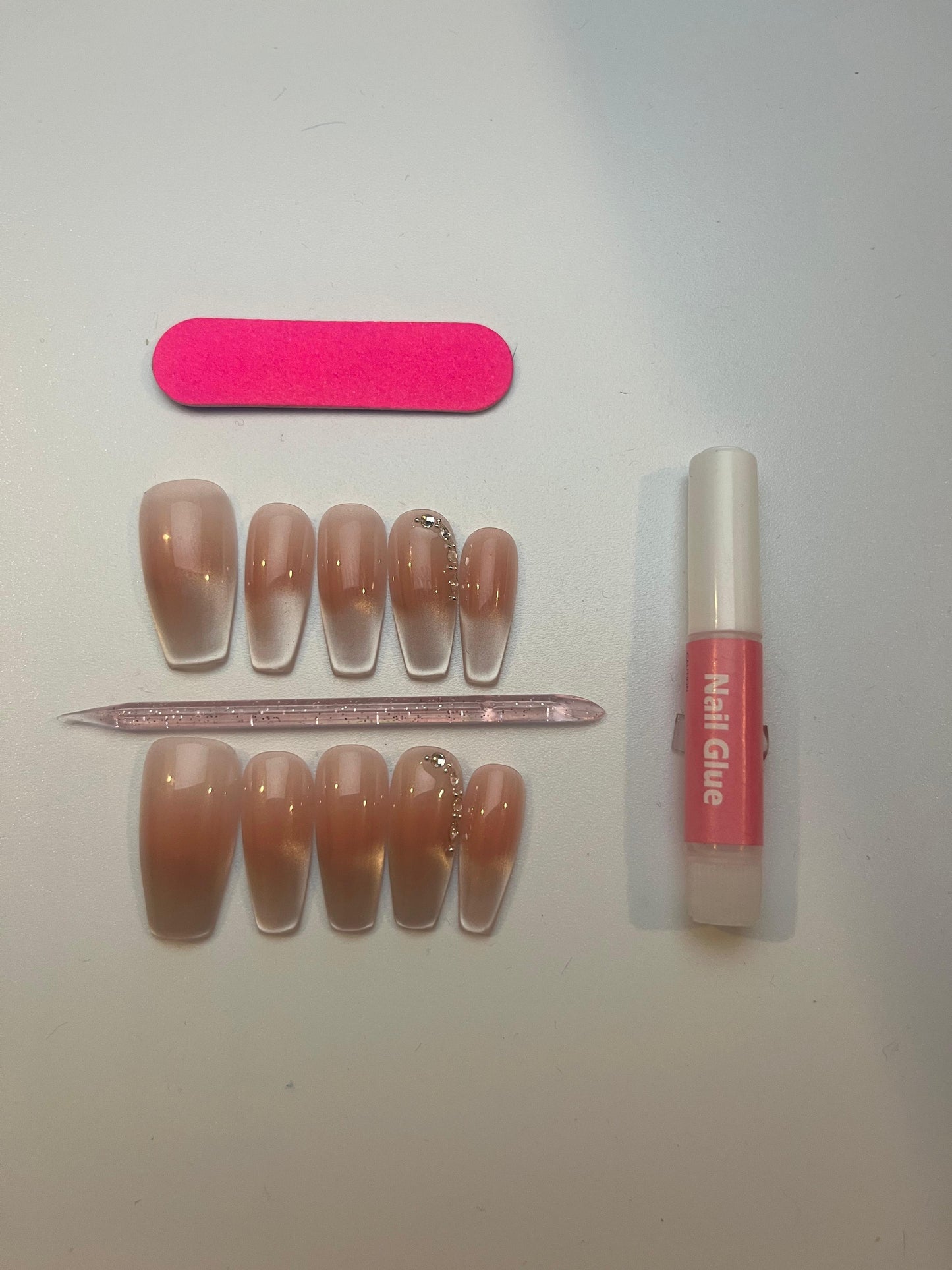 Soft Peach Square Press-On Nails – Elegant Nude Luxury Nail Set | Reusable Gel Finish