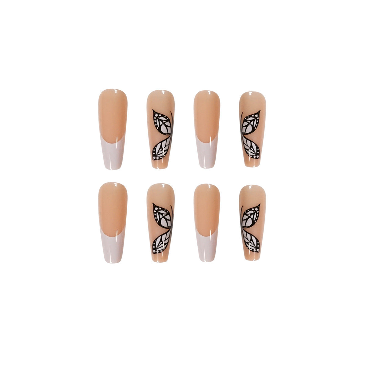 White French Butterfly Press-On Nails ā Elegant Reusable Nail Set | Luxury Gel Finish