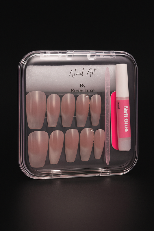 Soft Peach Square Press-On Nails – Elegant Nude Luxury Nail Set | Reusable Gel Finish