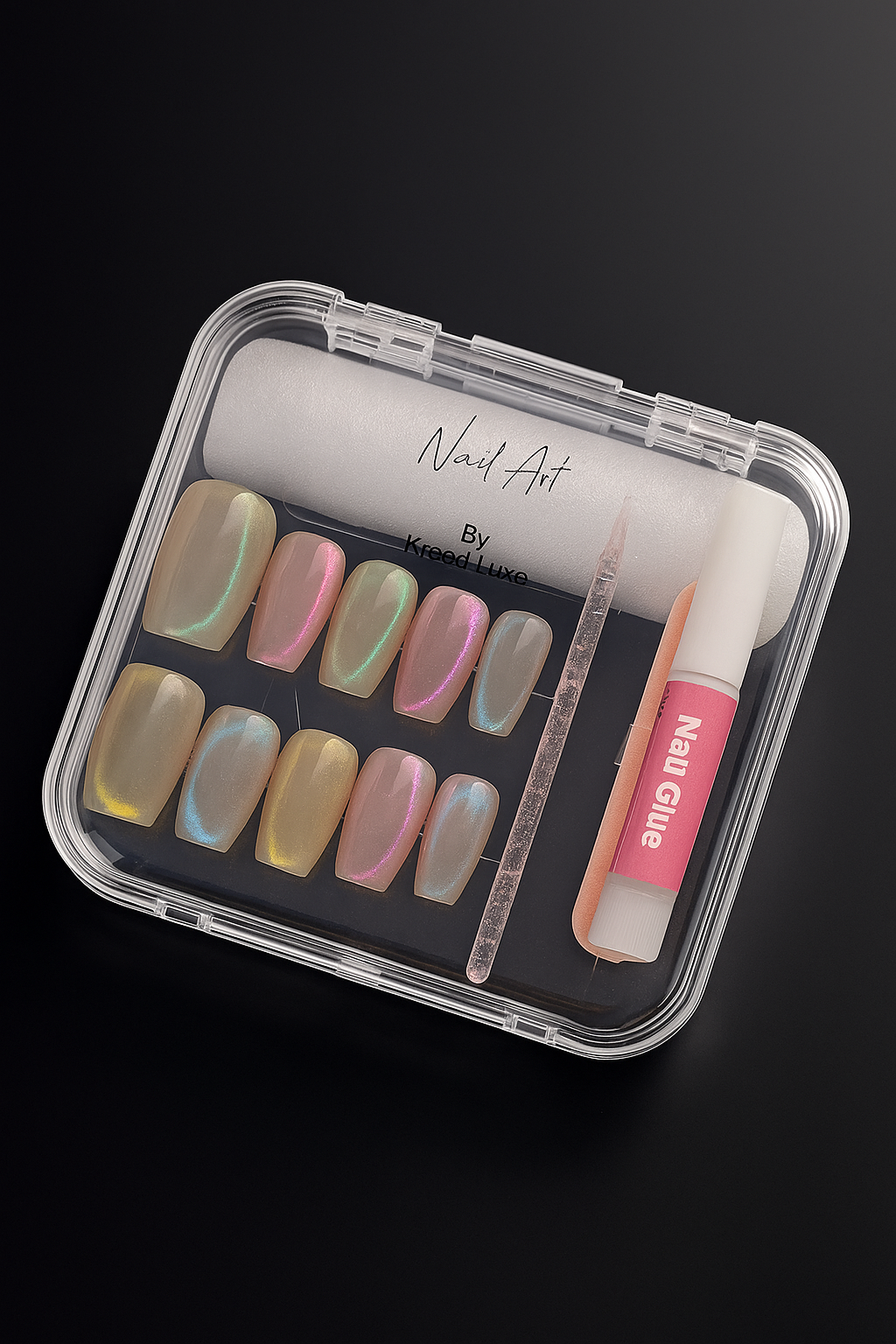 Galaxy Glow Square Press-On Nails – Shimmering Cosmic Nail Set