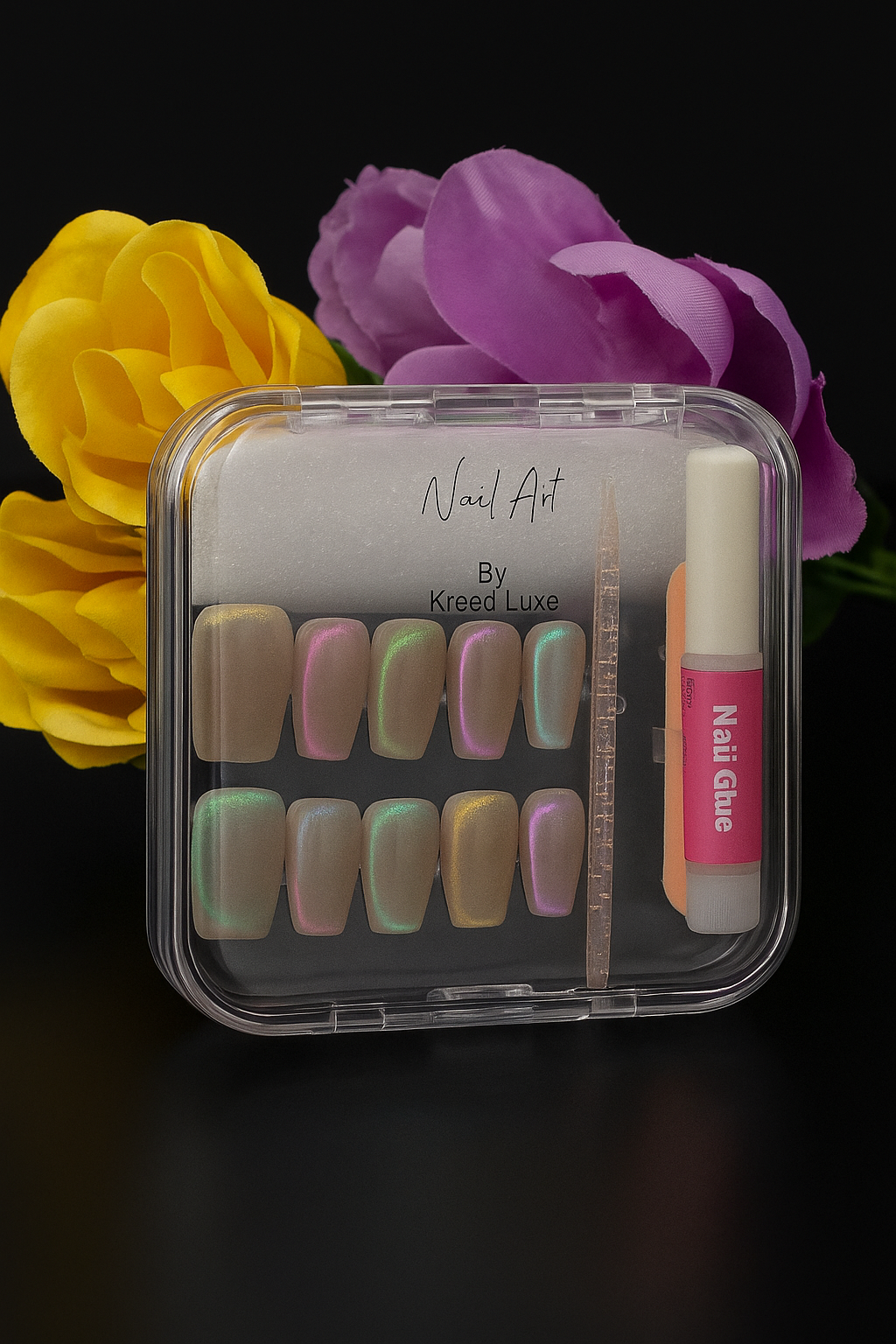 Galaxy Glow Square Press-On Nails – Shimmering Cosmic Nail Set