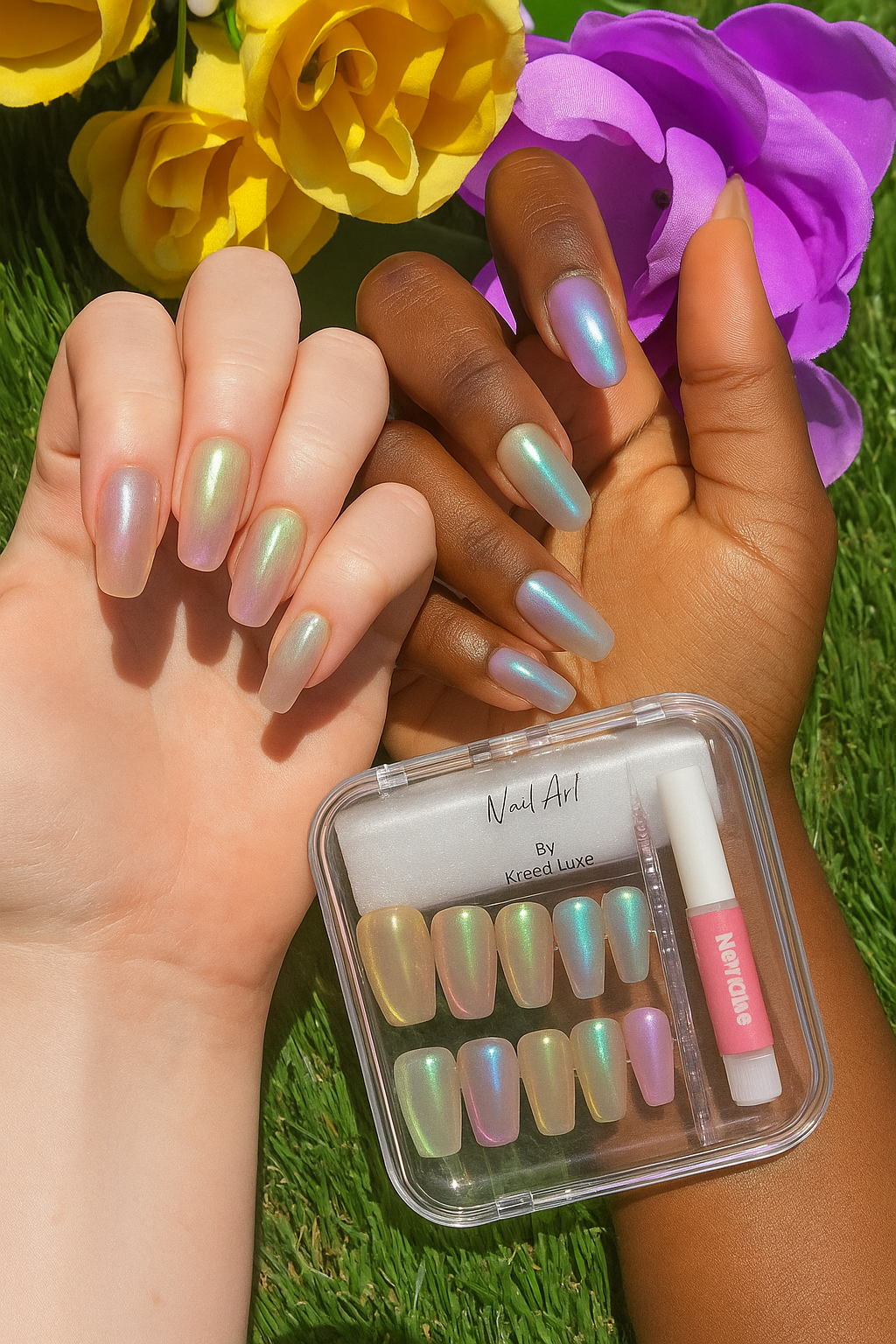 Galaxy Glow Square Press-On Nails – Shimmering Cosmic Nail Set