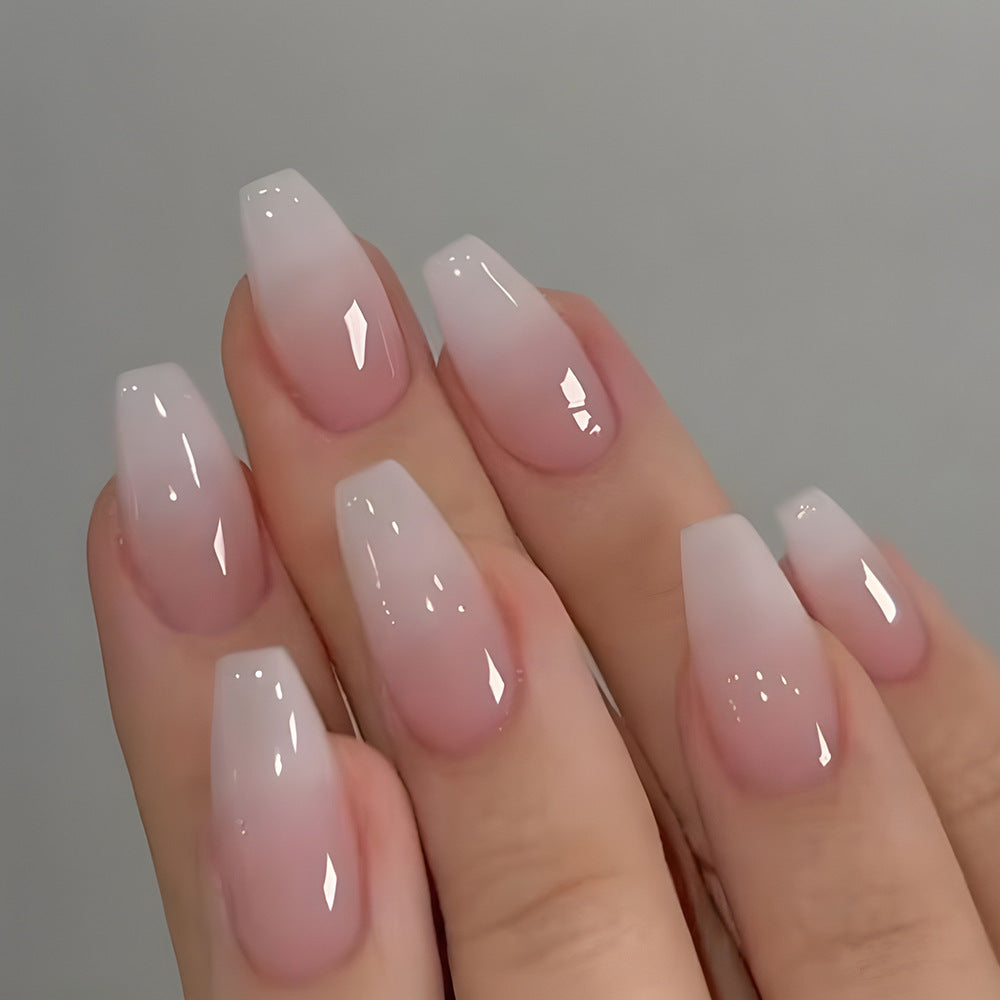 Gentle Sweet French Girl Press-On Nails – Classic Nude & White French Tip Set | Reusable Luxury Finish