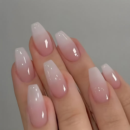 Gentle Sweet French Girl Press-On Nails – Classic Nude & White French Tip Set | Reusable Luxury Finish