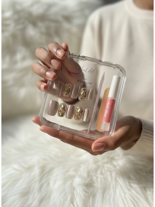 Chrome Luxe Press-On Nails – Mirror Shine Square Nail Set | Reusable Luxury Finish