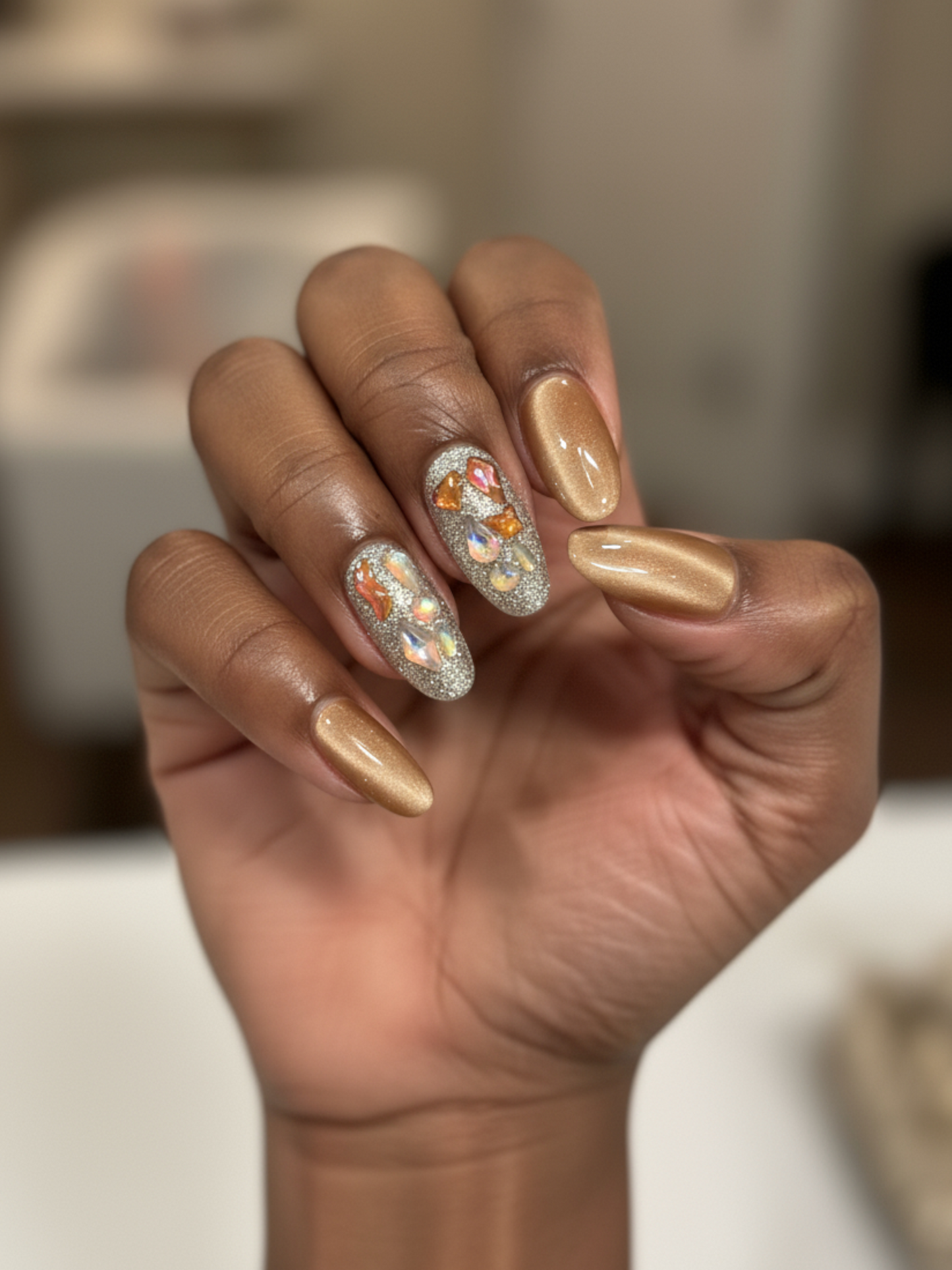 Brown Sugar Almond Press-On Nails – Warm Neutral Luxury Nail Set | Reusable Gel Finish