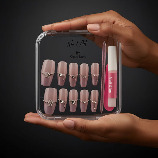 Purple Crystal Press-On Acrylic Nails – Luxury Nail Set | Reusable Gel-Look Finish